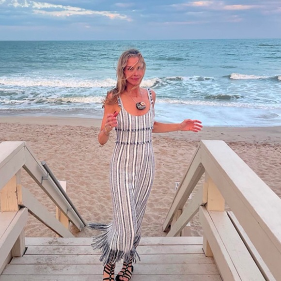 La Ligne “Jordan Dress” size 0, blue and white stripes with fringe! - Picture 6 of 11